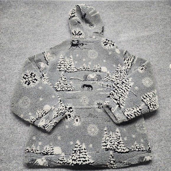 VINTAGE WOOLRICH Womens Large Full Zip Fleece Jacket Winter Print USA Made - Picture 6 of 6